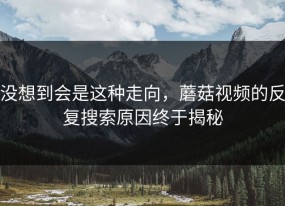 没想到会是这种走向，蘑菇视频的反复搜索原因终于揭秘
