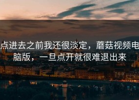 点进去之前我还很淡定，蘑菇视频电脑版，一旦点开就很难退出来