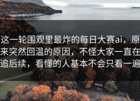 这一轮围观里最炸的每日大赛ai，原来突然回温的原因，不怪大家一直在追后续，看懂的人基本不会只看一遍