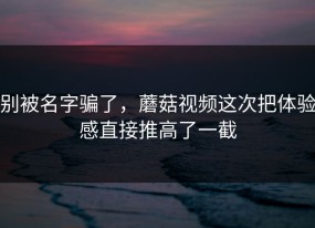 别被名字骗了，蘑菇视频这次把体验感直接推高了一截