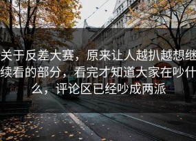 关于反差大赛，原来让人越扒越想继续看的部分，看完才知道大家在吵什么，评论区已经吵成两派