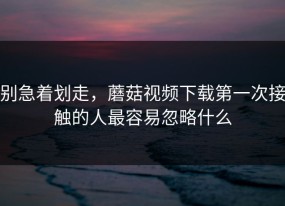 别急着划走，蘑菇视频下载第一次接触的人最容易忽略什么