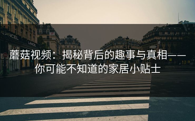 蘑菇视频：揭秘背后的趣事与真相——你可能不知道的家居小贴士