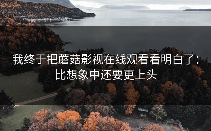 我终于把蘑菇影视在线观看看明白了：比想象中还要更上头