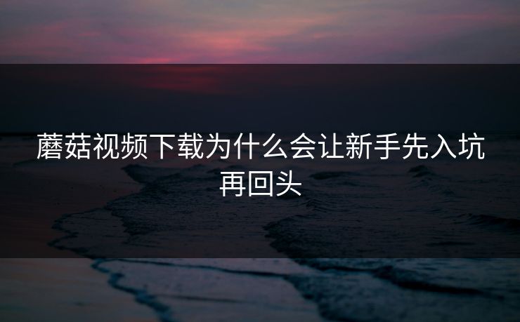 蘑菇视频下载为什么会让新手先入坑再回头
