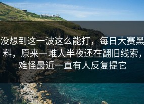 没想到这一波这么能打，每日大赛黑料，原来一堆人半夜还在翻旧线索，难怪最近一直有人反复提它