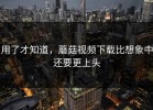 用了才知道，蘑菇视频下载比想象中还要更上头