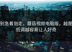 别急着划走，蘑菇视频电脑版，越是低调越容易让人好奇