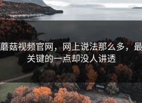 蘑菇视频官网，网上说法那么多，最关键的一点却没人讲透