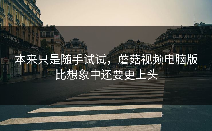 本来只是随手试试，蘑菇视频电脑版比想象中还要更上头