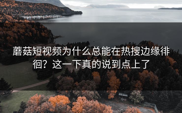 蘑菇短视频为什么总能在热搜边缘徘徊?这一下真的说到点上了 蘑菇短视频为什么总能在热搜边缘徘徊?这一下真的说到点上了