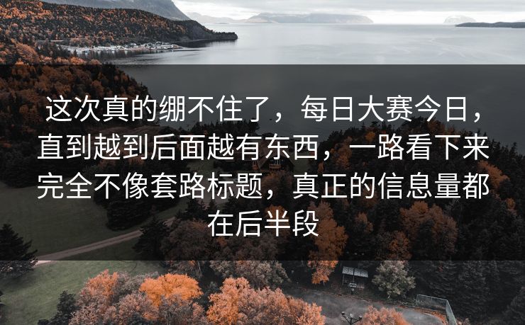 这次真的绷不住了，每日大赛今日，直到越到后面越有东西，一路看下来完全不像套路标题，真正的信息量都在后半段