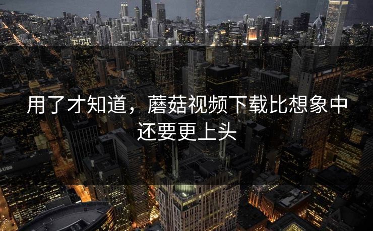 用了才知道,蘑菇视频下载比想象中还要更上头 用了才知道,蘑菇视频下载比想象中还要更上头