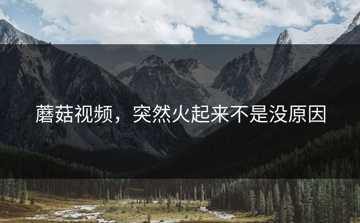 蘑菇视频,突然火起来不是没原因 蘑菇视频,突然火起来不是没原因