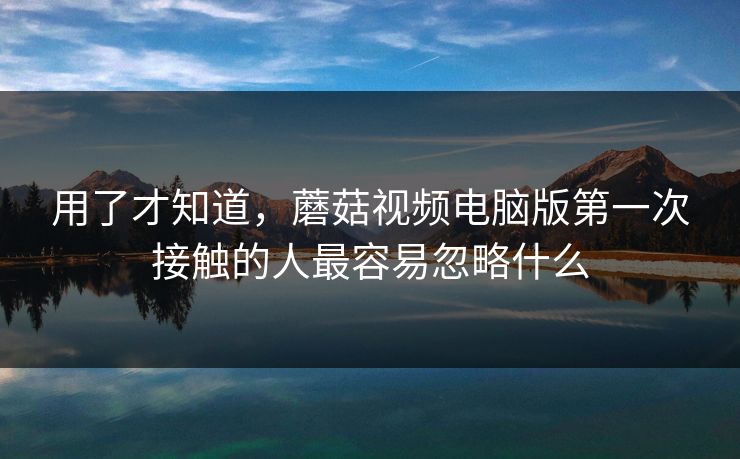 用了才知道,蘑菇视频电脑版第一次接触的人最容易忽略什么 用了才知道,蘑菇视频电脑版第一次接触的人最容易忽略什么